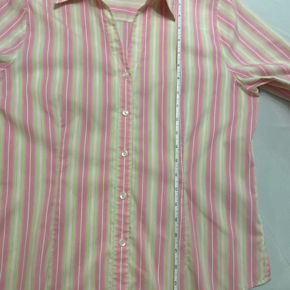 Foxcroft Non-Iron fitted stretch striped button up shirt Size 10 - Picture 9 of 15